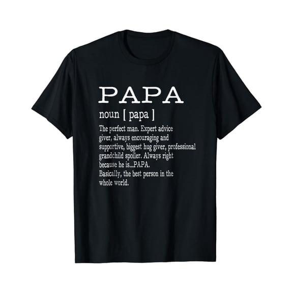 Funny Papa Definition T-Shirt Retro Father's Day Gift for Grandpa Men's Short Sleeve Graphic Tee Black