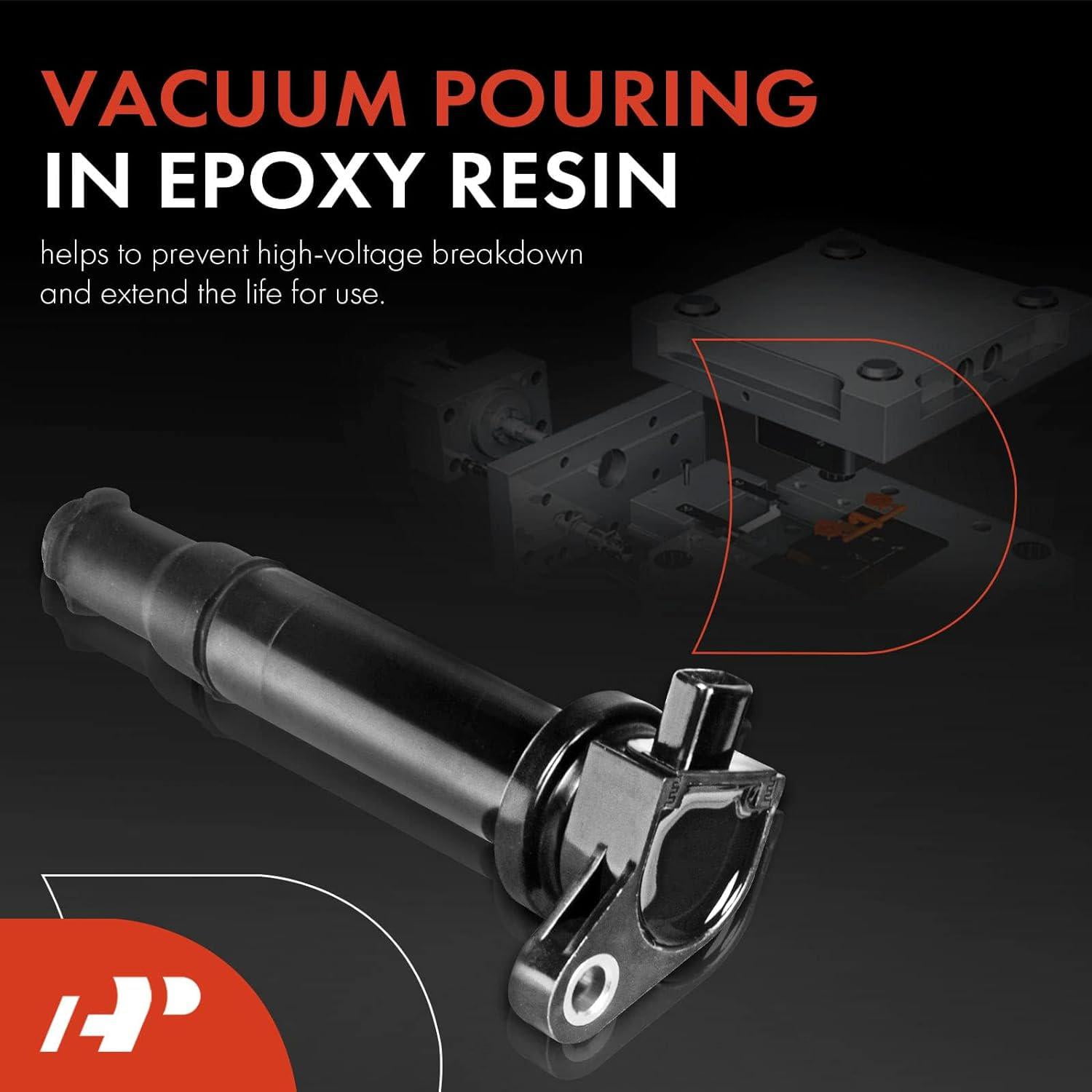 A-Premium Ignition Coils Pack Compatible with Hyundai Accent Kia Rio Rio5 2006 2007 2008 2009 2010 2011 1.6L Compatible UF-499 27301-26640 C1543 (4-PC Set)