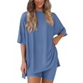thumbnail image 1 of Set de salón Outfit PRETTYGARDEN de 2 piezas para mujer 2025, azul, 1 of 6