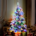 thumbnail image 2 of 4FT Pre-Lit Artificial Christmas Tree with Pine Cones, Snow Flocked Christmas Tree with Lights, Artificial Xmas Tree with 403 Branch Tips, 250 Multi-Color LED Lights(White+Green), 2 of 6