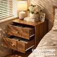 thumbnail image 4 of 26" Tall Mid-Century Modern Wood Nightstands Set of 2, 18" Wide Bedside Tables with 2 Drawers, Farmhouse Solid Wood Legs End Tables for Bedroom - Warm Acorn, 4 of 9