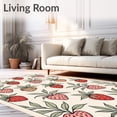 thumbnail image 2 of ODIKA 4'x6' Machine Washable Non-Slip Area Rug, Vintage Botanical Strawberry Print Bathroom Garden Style High Traffic Rug, Red, 682408, 2 of 7