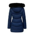 thumbnail image 2 of Women's Winter Coats Waterproof Windproof Warm Thicken Hooded Puffer Jacket, Navy 3XL, 2 of 7