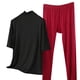 thumbnail image 2 of TaTaai Womens high neck pajama set, 3/4 sleeves, solid color modal, casual trendy, breathable skin-friendly, comfortable fit, great for spring & autumn bedtime & relaxation Gift, 2 of 5