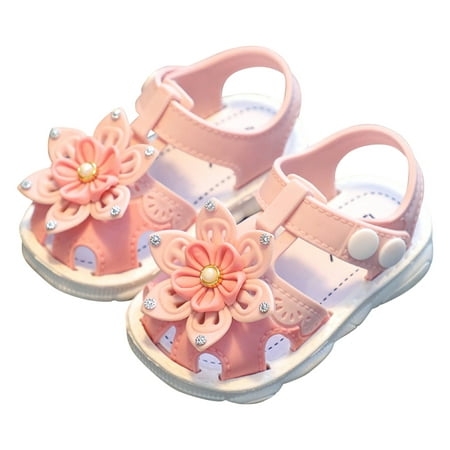 

15-18 Months Little Girls Summer Sandals Summer Girls Sandals Anti-skid Soft Soles Small Medium And Large Children s Butterfly Decorative Princess Shoes Pink