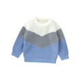 thumbnail image 1 of Faithtur Bébé Pulls en Tricot Mignon Manches Longues Col Rond Contraste Couleur Pull Tops Sweatshirts Enfant, 1 of 9