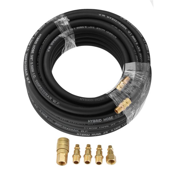 HERCHR 15M Flexible Rubber Pneumatic Air Hose with 5-Piece Compressor