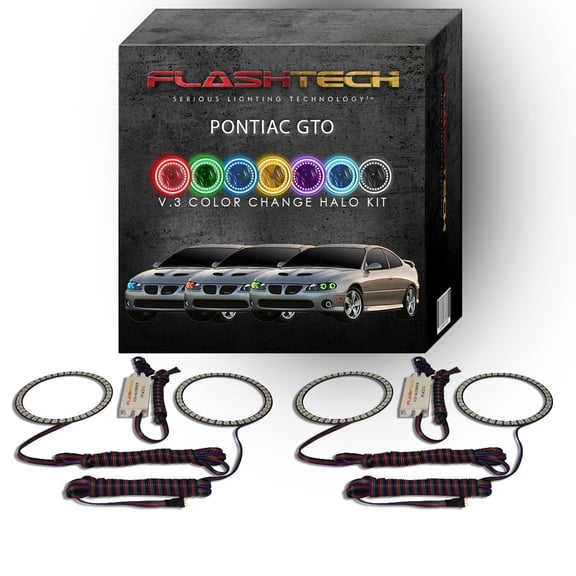 Flashtech RGB Multi Color Changing LED Halo Ring kit for 2004-2006 Pontiac GTO Headlights