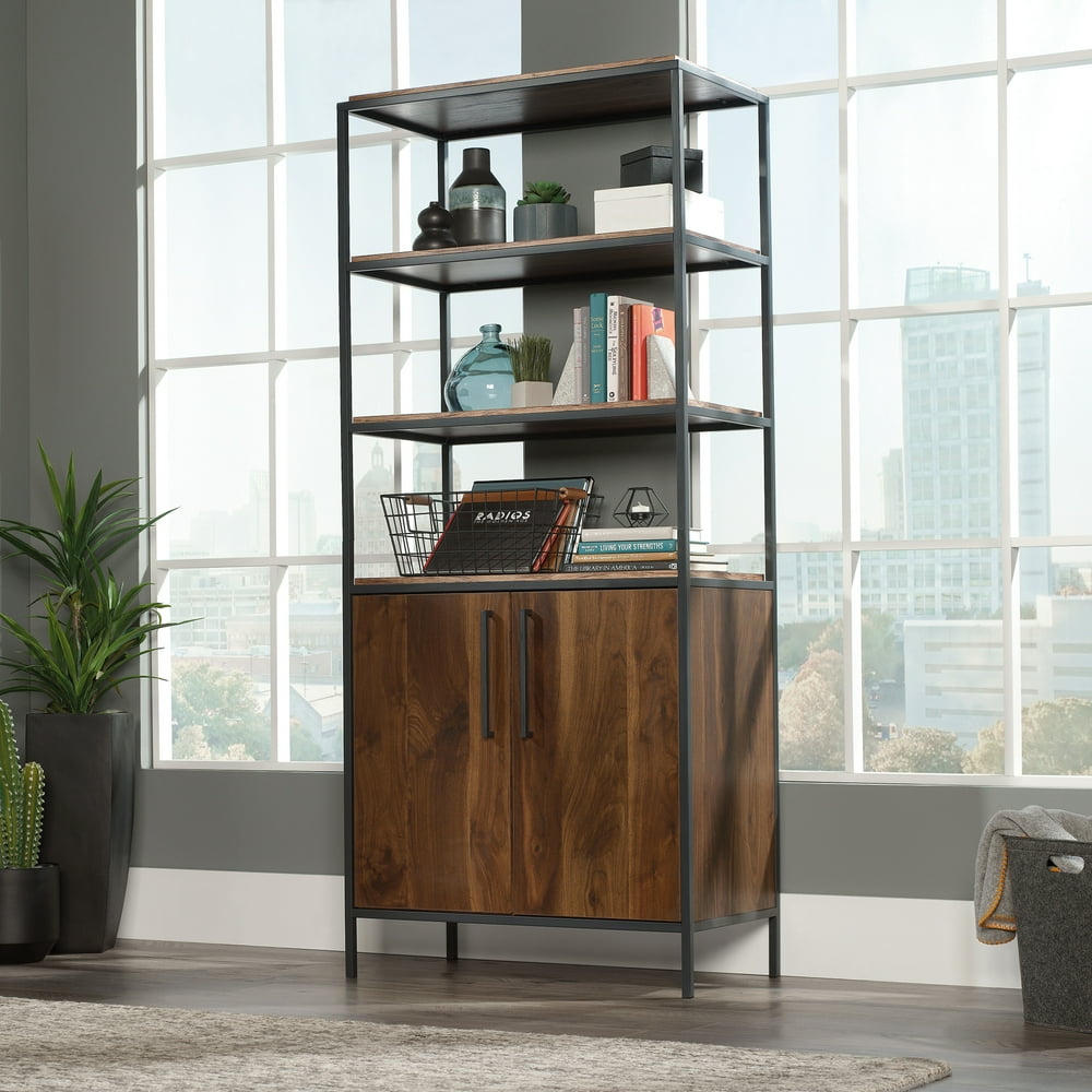 Sauder Nova Loft Metal & Wood 3Shelf Bookcase with 2Door Storage