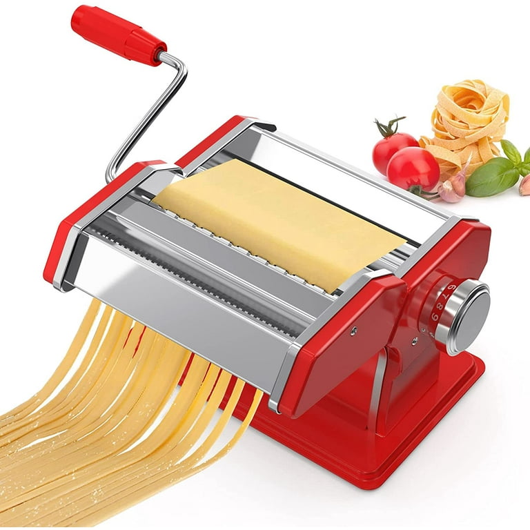Pasta Maker Machine, Fondrun Pasta Roller Maker Stainless Steel Manual Pasta  Machine with 8 Adjustable Thickness Settings, 2 Noodle Cutter, Suit for  Homemade Spaghetti, Fettuccini, Lasagna 