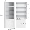 thumbnail image 4 of Walsunny 2PCS Bookcase with Doors, 6-Tier Bookshelf with Storage, Farmhouse Bookshelves with Cabinet, Storage Display Shelf for Living Room Home Office, White, 4 of 7