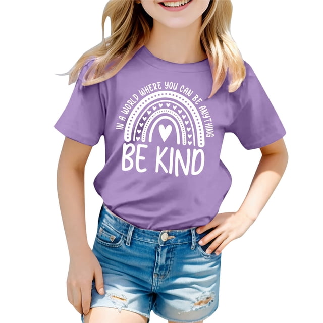 Dpytoraw Girls' Fashion Casual Breathable Printed T Shirt Size 1-2 Years