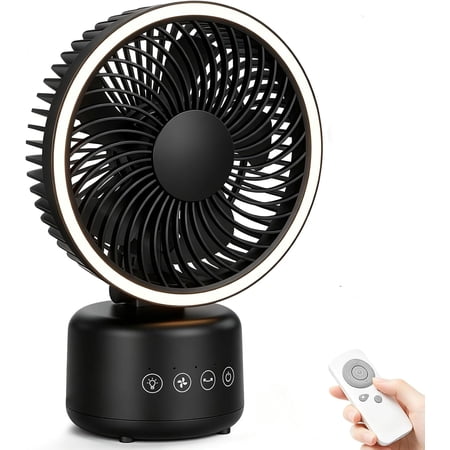 WAA 5m/s Max Speed Portable Fan,20-55dB Quiet 4-Speed 4-in-1 Fan with Tripod Stand,Night Light,Timer & Remote,90/180/330°Oscillating for Camping,Bedroom,Office & Outdoor