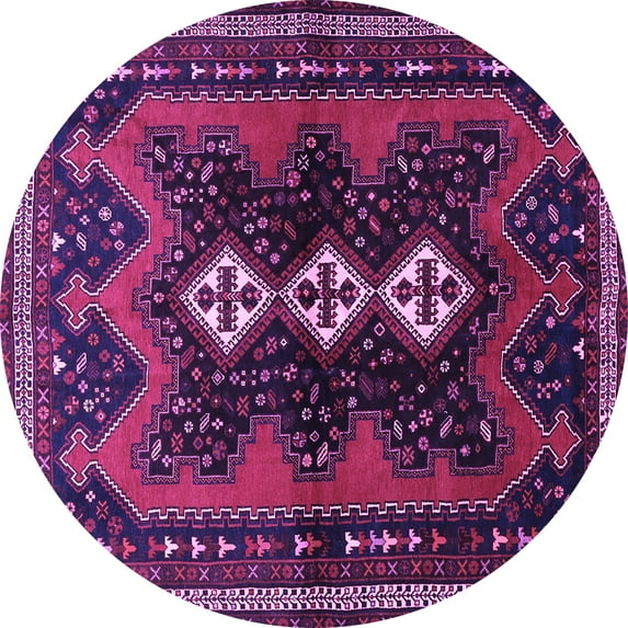 Ahgly Company Indoor Round Persian Purple Traditional Area Rugs, 7' Round