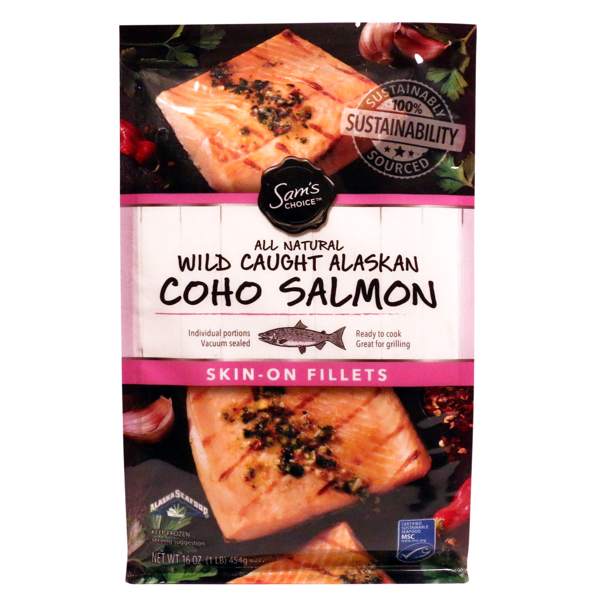 Sam's Choice Frozen Coho Salmon Portions, 1 lb