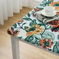 thumbnail image 4 of HAOXIT  Green Floral Rectangle Fall Tablecloth, Handblock Print Linen Table Cloth for Kitchen Dining I Parties, Weddings, Outdoors, Christmas, Thanksgiving Decor white, 4 of 7