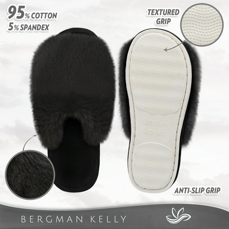 Bergman Kelly Women's Fuzzy Faux Fur Slide Slippers, Starlet Collection -  Scuff Style (US Company)