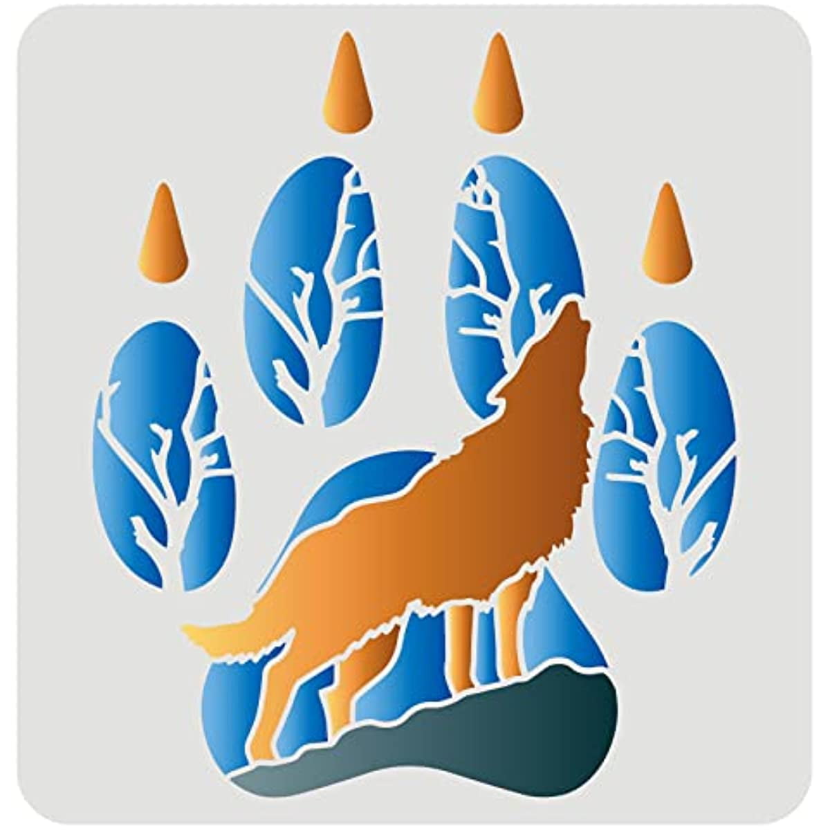 Wolf Paw Stencils 11 8x11 8inch Reusable Wolf Howl Drawing Stencils wolf-paw-stencils-11-8x11-8inch-reusable-wolf-howl-drawing-stencils