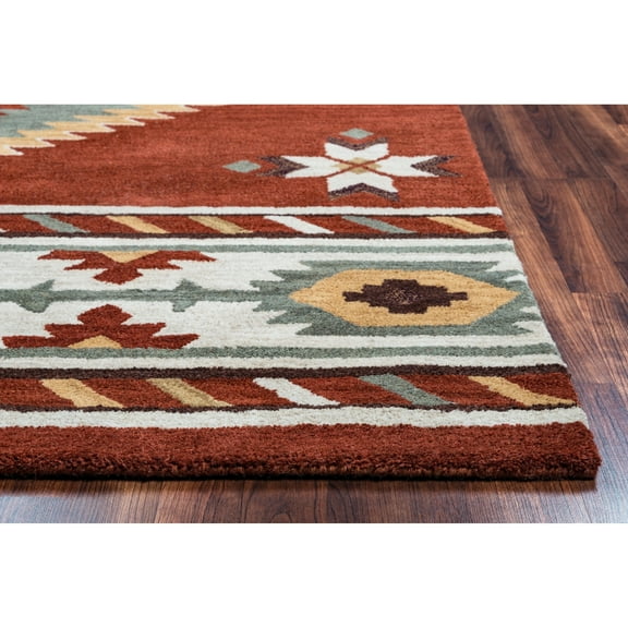 Alora Decor Ryder 9' x 12' Tribal Rust/Khaki/Navy/Sage Hand-Tufted Area Rug