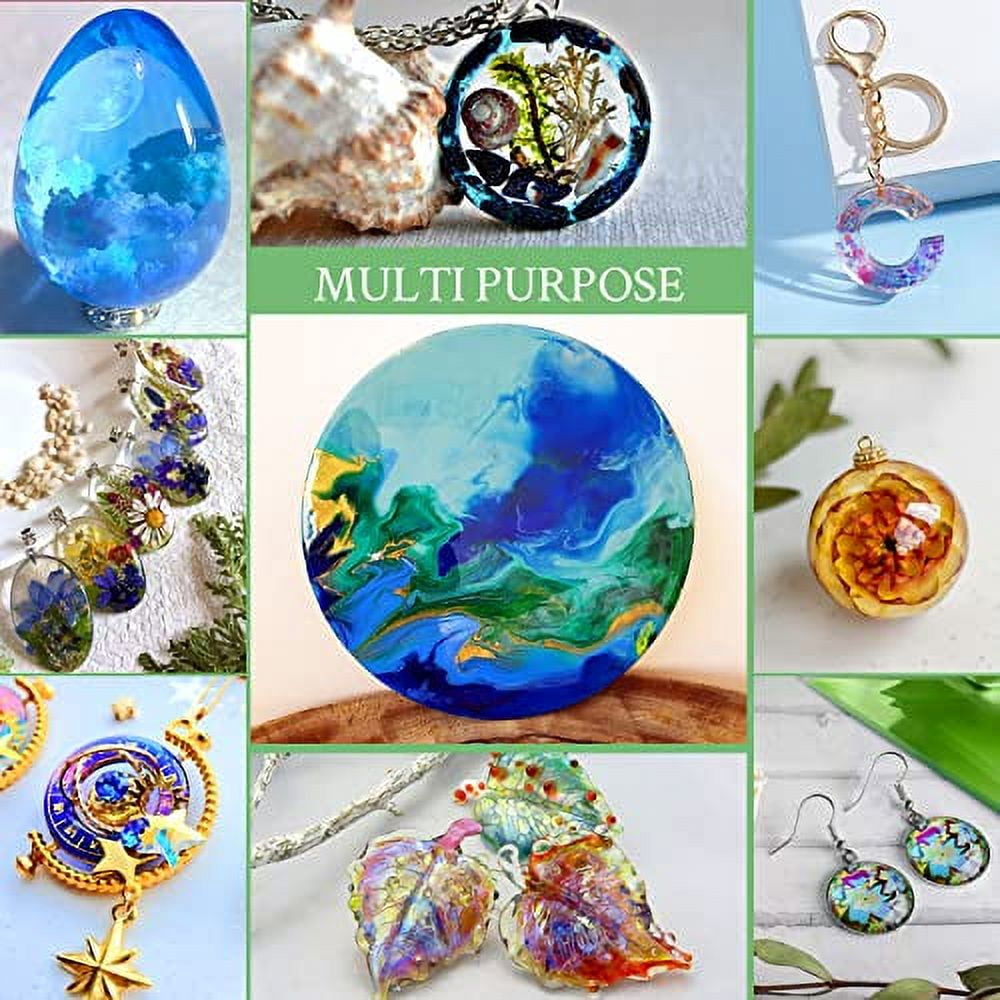 10 Pieces 30ML Crystal Epoxy Resin +12Molds with 100 Rings + UV Led Lamp+15ML Shine Oil For DIY Handcraft Jewelry Earrings Necklace Bracelet Making Crafting