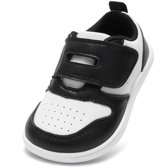 TEAHOO X STQ KIDS Toddler Wide Toe Box Barefoot Shoes Boys Sneakers Zero Drop Kid Tennis Running Shoes Lightweight Non-Slip First Walking Shoe Outdoor Activities School Black White Toddler Size 8
