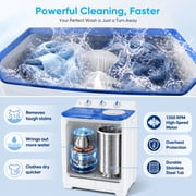 TABU 16.5lbs Portable Washing Machine, Electric Twin Tub Wash&Spin Combo,Semi-Automatic Washer,White&Blue