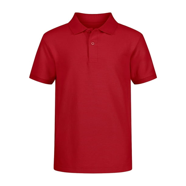 IZOD boys School Uniform Performance Short Sleeve Solid Polo Shirt, Red