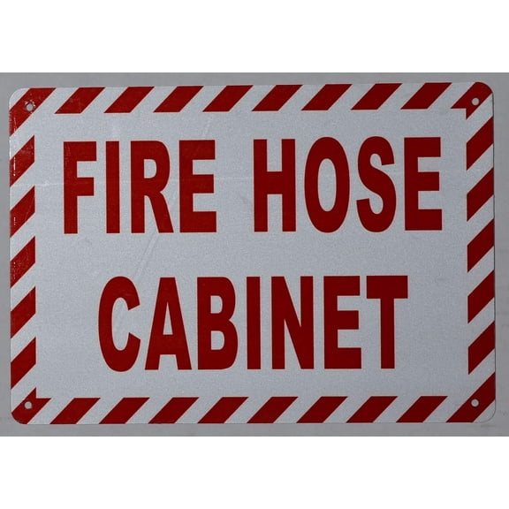 FIRE HOSE CABIENT SIGN (7X10,White,Aluminum) -ref21422