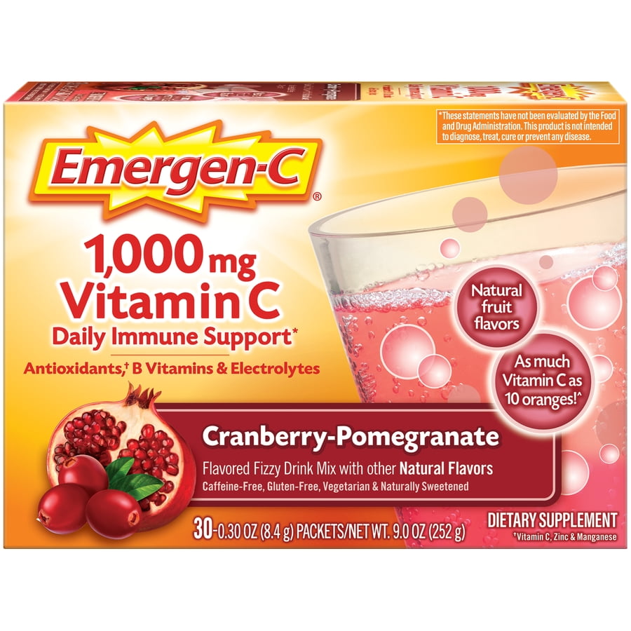 EmergenC Drink Mix, CranberryPomegranate 1000mg Packets, 30ct