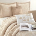 thumbnail image 5 of Nanshing Home 7 Pieces Beige Gold Comforter Set, Queen Size, Jacquard with Matching Solid Microfiber Piecework, 3D Leaves Texture Design, Includes Bed Skirt, Shams, and Decorative Pillows, 5 of 8