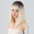 thumbnail image 3 of Women's Fashion Wig Shoulder-length Straight Wig with Inward Layers Bangs, 3 of 8