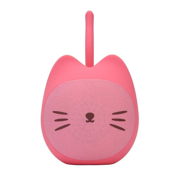 Inteprter Altavoz Bluetooth de gatito para niños, reproductor de música recargable inalámbrico, altavoz Bluetooth resistente al agua de silicona Sistemas de cine en casa Rosado