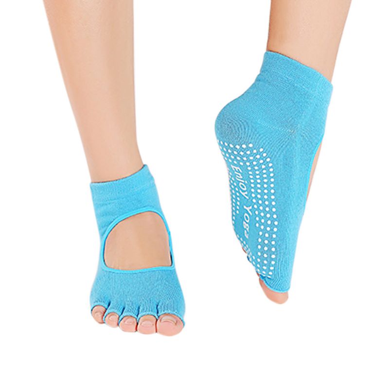 Women Nonslip Yoga Socks Split Open Toe FiveFinger Cotton Socks
