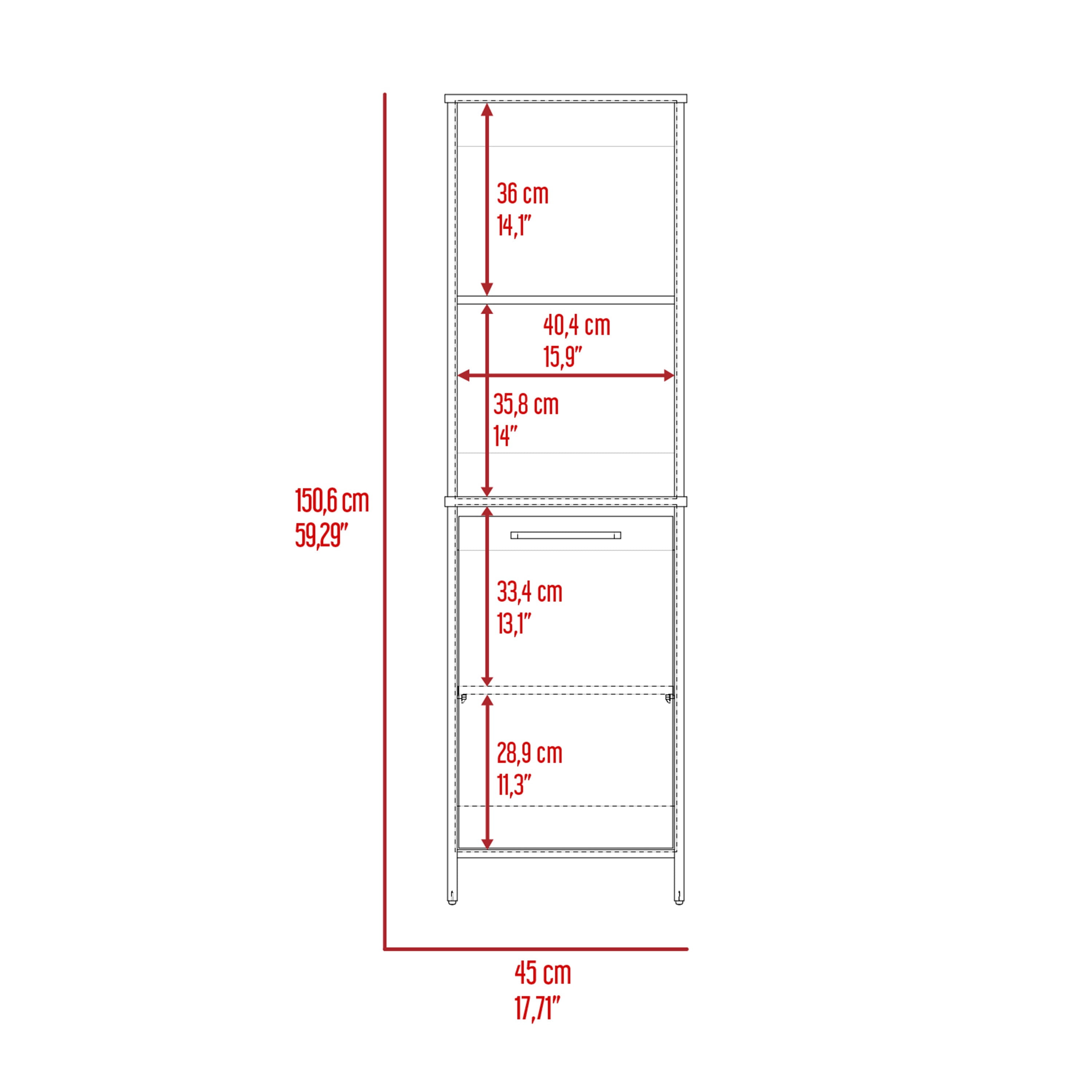 Boahaus Hölloch Modern Pantry, Assembled Product Height 59 in, White