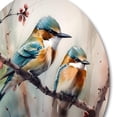 thumbnail image 3 of Designart "Azure Birds Perched on a Branch I" Animals Bird Floral Metal Round Art Living Room, 3 of 5