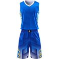 thumbnail image 1 of Men's Basketball Jerseys and Shorts Team Uniforms with Pockets Tracksuit Uniforms blue—XL D01, 1 of 5