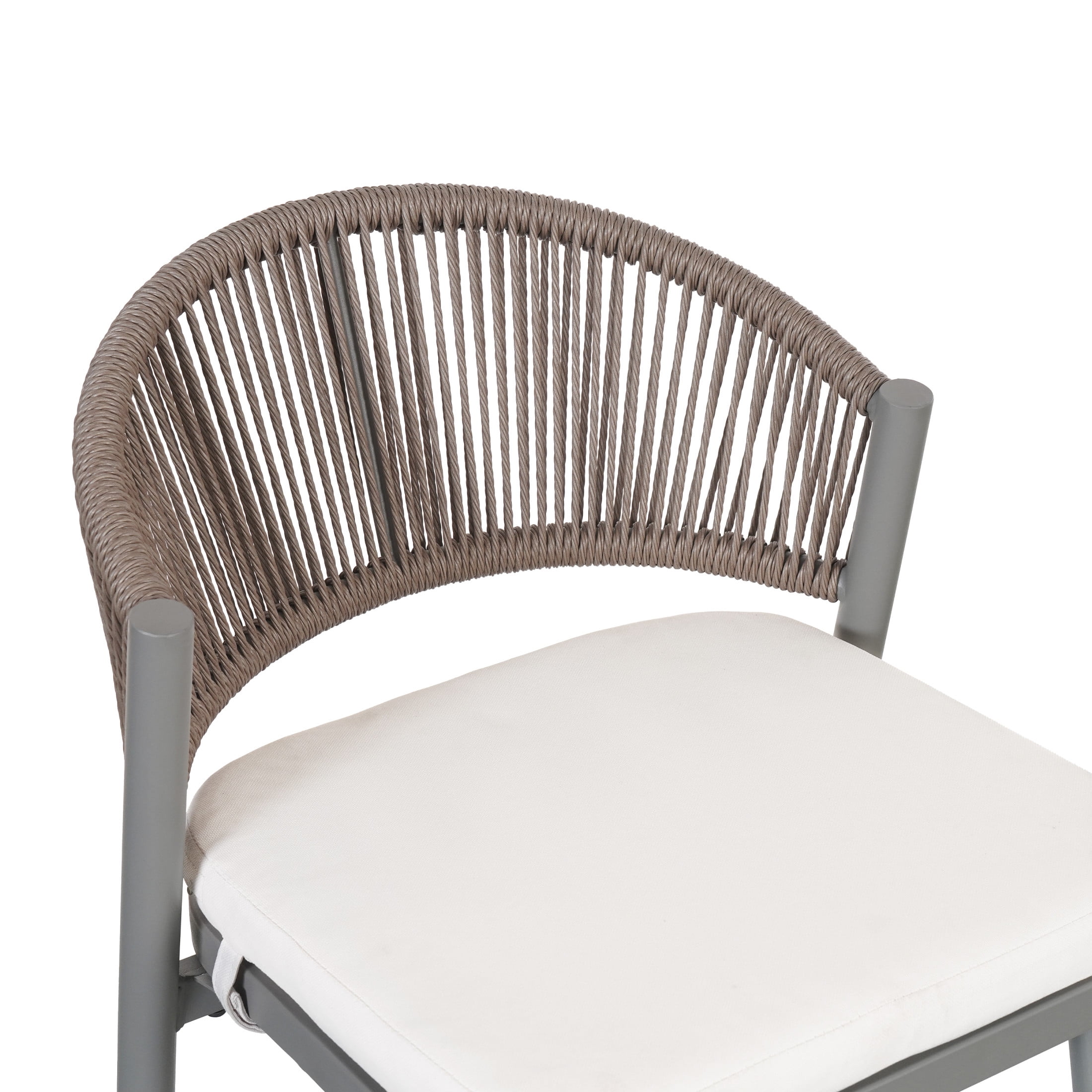 Amara Modern Outdoor Patio 26"H Counter Stools with Wicker Backrest, Iron Frame, Water-Resistant Cushion, Matte Grey, Set of 4