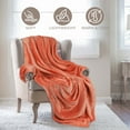 thumbnail image 3 of BNM Solid Fleece Plush Fluffy Blanket, Throw, Creamsicle, 3 of 6