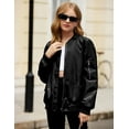 thumbnail image 3 of Oudiya Girls' Bomber Jacket Casual Coat Zip Up Outerwear with Pockets for 4-12 Years, 3 of 5