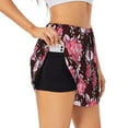 thumbnail image 3 of Lsque Rose Flowers Printed Women's Running Shorts with Liner Pockets,Elastic Quick Dry Workout Athletic Gym Yoga Shorts,Womens High Waist Shorts-X-Large, 3 of 9