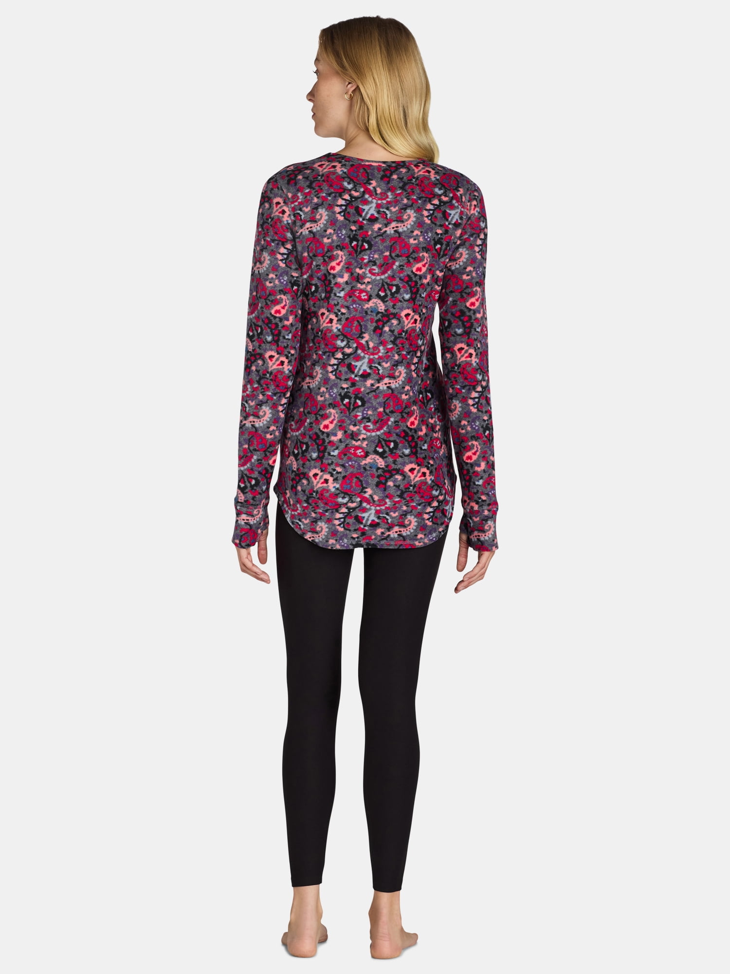 ClimateRight by Cuddl Duds Women's Warm Stretch Fleece Long Sleeve Crew Neck Thermal Base Layer Top, Sizes XS to 4X