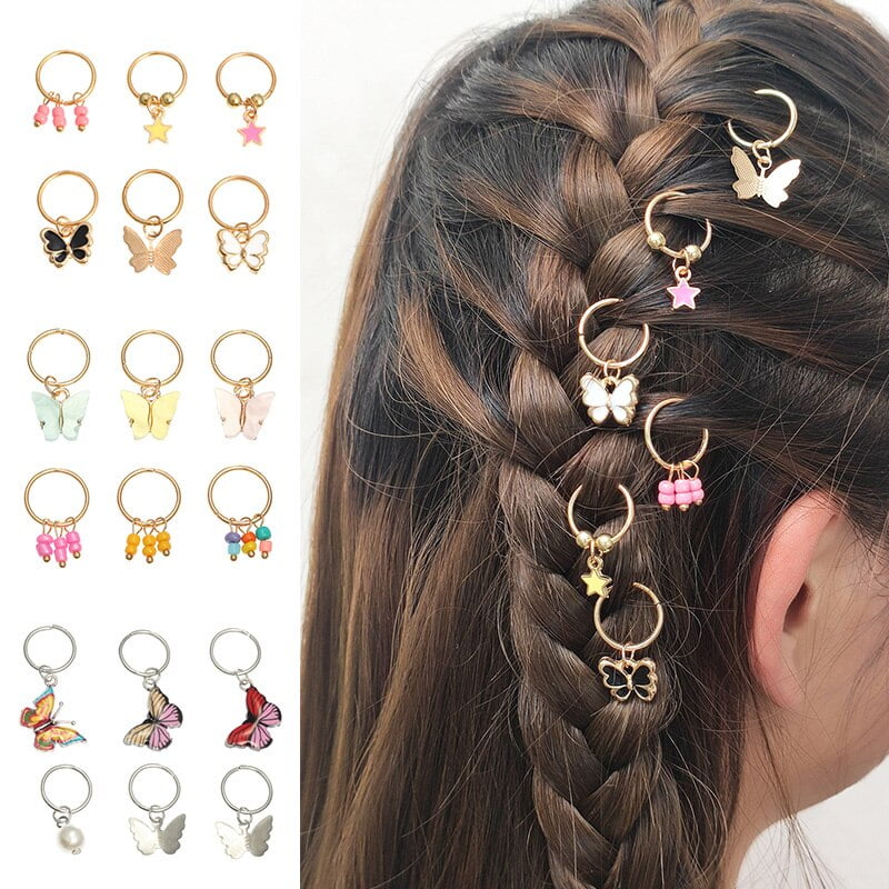 6Pcs Metal Butterfly Hair Clip For Women Braid Trendy Hair Rings Western  Style Pendant Hair Accessories Girls DIY Headdress 