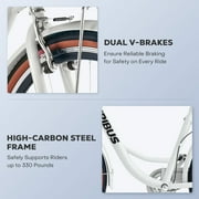 Viribus 24 Women's Cruiser Bike for Adults, 7-Speed Beach & City Bicycle with Basket Rack, White