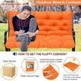 thumbnail image 4 of Replacement Cushions for Swing, Waterproof Porch Swing Cushion, 2-3 Seat Outdoor Bench Cushion with Backrest for Patio Furniture Garden Porch Loveseat Glider Pad (Orange 60*40in), 4 of 7