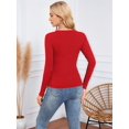 thumbnail image 6 of Women'S Ribbed Deep V-Neck Wrap Style Long Sleeve T-Shirt Casual Basic Stretch Top Red XXL, 6 of 7