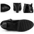 thumbnail image 4 of Unique Bargains Platform Block Heel Boots Buckle Ankle Boots for Women Black 9.5, 4 of 7