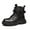 /g1Black151, variant on MEZZALL Child Girls Ankle Boots With Buckle Lace Up Design Side Zipper Closure Winter Fashion Casual Wear Durable Synthetic Leather Upper Comfortable Footwear Toddler Kids Cozy Solid Color Shoes