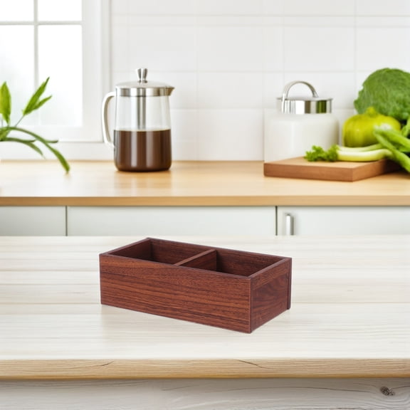 DRAFIDEEP Brown Wood Tea Packet Holder and Tea Bag Organizer, Multifunctional Storage for Office Use, 1 Pack