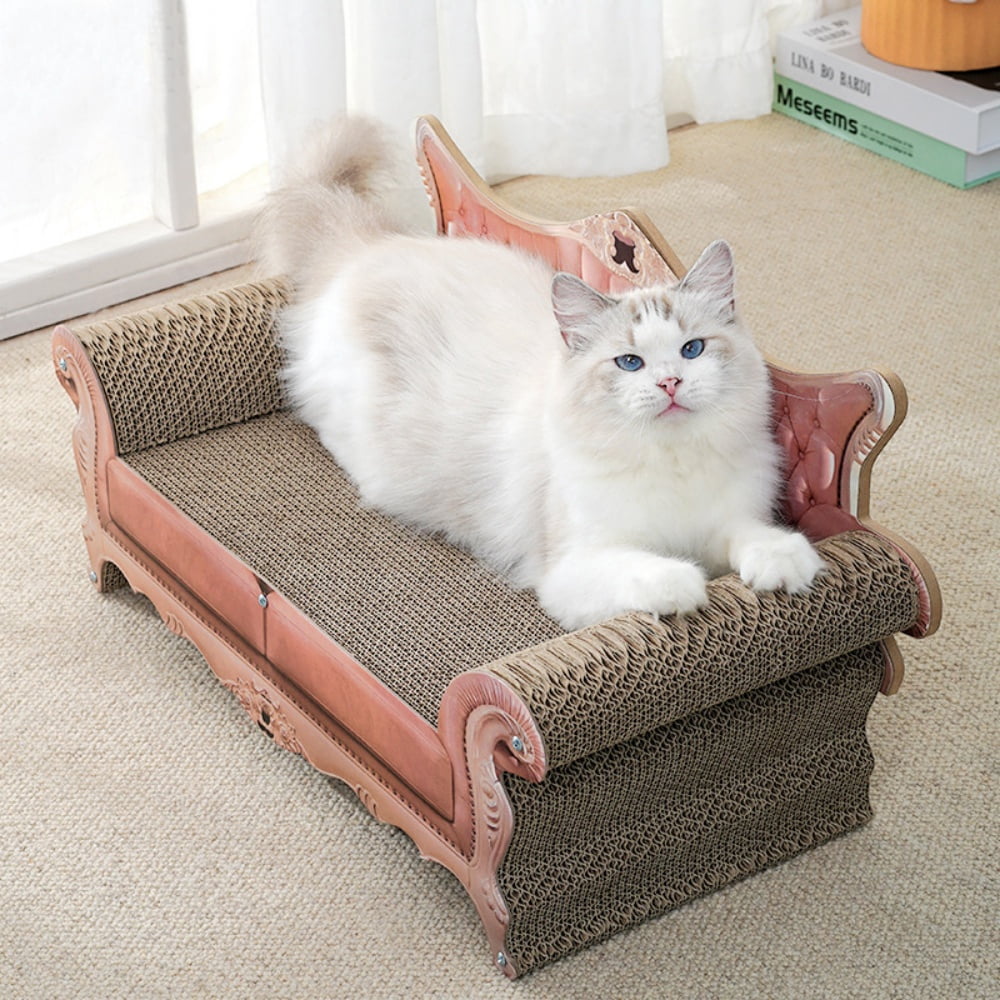 Cat Scratching Sofa 23 inch, Cardboard Cat Scratcher Couch Bed for Indoor Cats, Durable Lounge and Scratch Pad