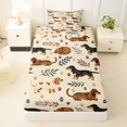 thumbnail image 4 of Manfei Cartoon Dachshund Twin Sheets, Vintage Leaf Botanical Bedding, Cream, 3 Pieces, 1 Flat Sheet, 1 Fitted Sheet and 1 Pillowcase, 4 of 6